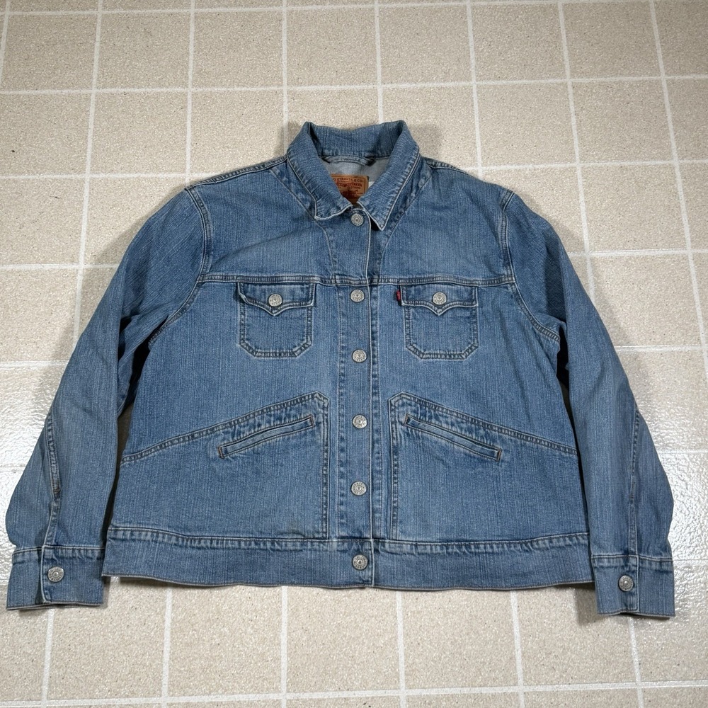 Vtg Y2K Levi's Women's Snap-Front Denim Jacket Trucker Western Sz 3XL Chore Barn